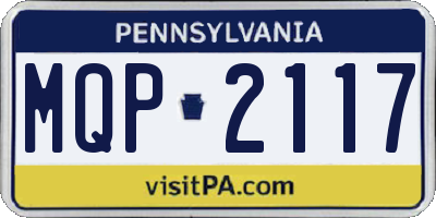 PA license plate MQP2117