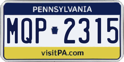 PA license plate MQP2315