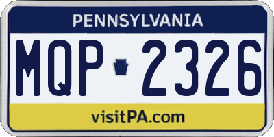 PA license plate MQP2326