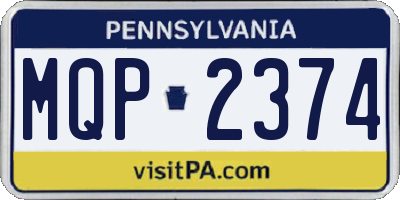 PA license plate MQP2374