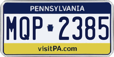 PA license plate MQP2385