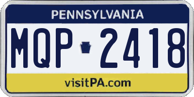 PA license plate MQP2418