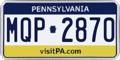 PA license plate MQP2870