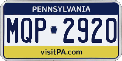 PA license plate MQP2920