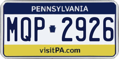 PA license plate MQP2926