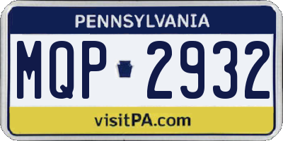 PA license plate MQP2932