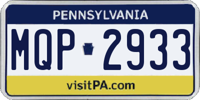 PA license plate MQP2933