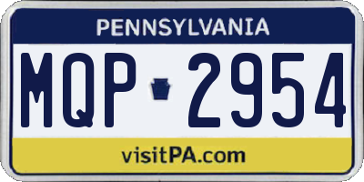 PA license plate MQP2954