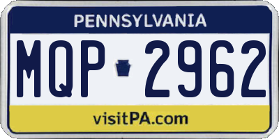 PA license plate MQP2962