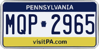 PA license plate MQP2965