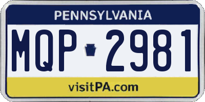 PA license plate MQP2981