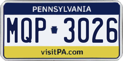 PA license plate MQP3026