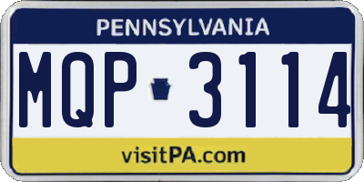 PA license plate MQP3114