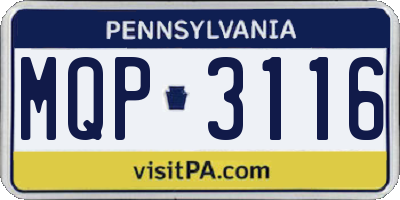 PA license plate MQP3116