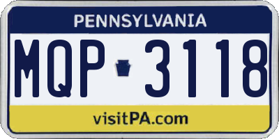 PA license plate MQP3118