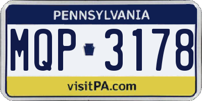 PA license plate MQP3178