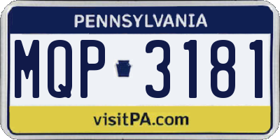 PA license plate MQP3181