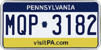 PA license plate MQP3182
