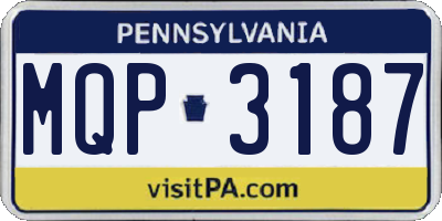 PA license plate MQP3187