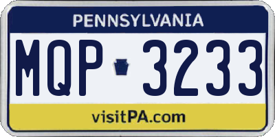 PA license plate MQP3233