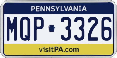 PA license plate MQP3326