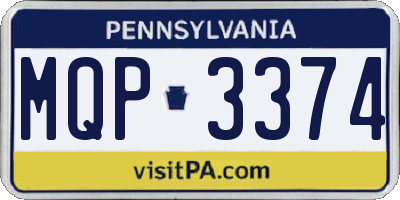 PA license plate MQP3374