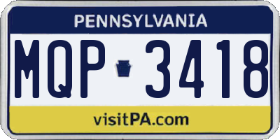PA license plate MQP3418