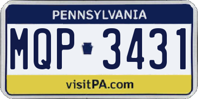 PA license plate MQP3431