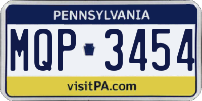 PA license plate MQP3454