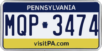 PA license plate MQP3474