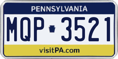 PA license plate MQP3521