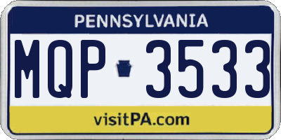 PA license plate MQP3533