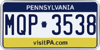 PA license plate MQP3538