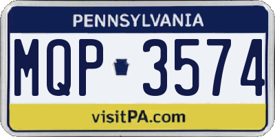 PA license plate MQP3574