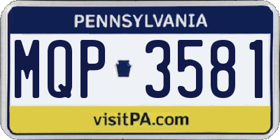 PA license plate MQP3581