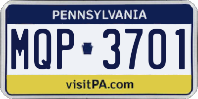 PA license plate MQP3701