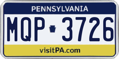 PA license plate MQP3726