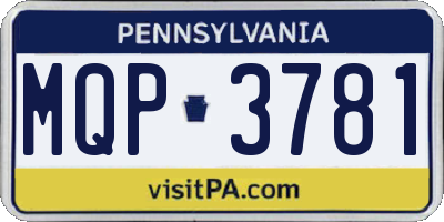 PA license plate MQP3781