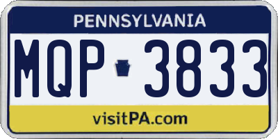 PA license plate MQP3833
