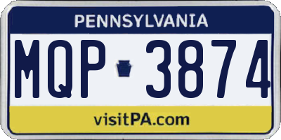 PA license plate MQP3874