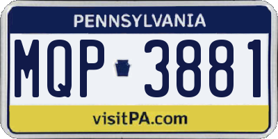 PA license plate MQP3881