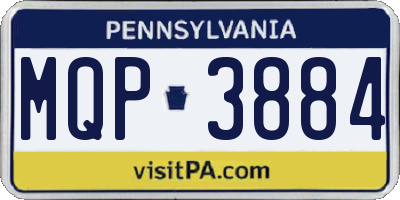 PA license plate MQP3884