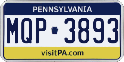 PA license plate MQP3893