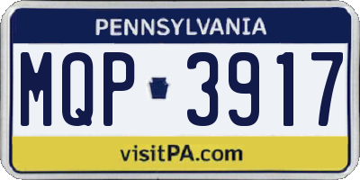 PA license plate MQP3917