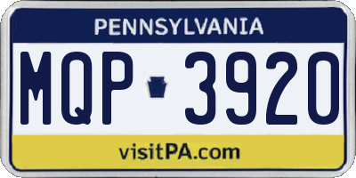 PA license plate MQP3920