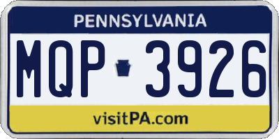 PA license plate MQP3926