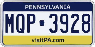 PA license plate MQP3928