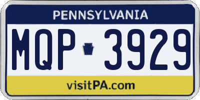 PA license plate MQP3929