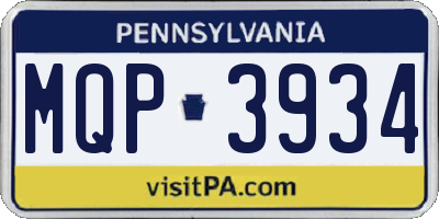 PA license plate MQP3934