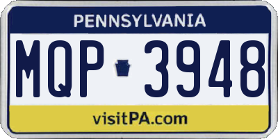 PA license plate MQP3948